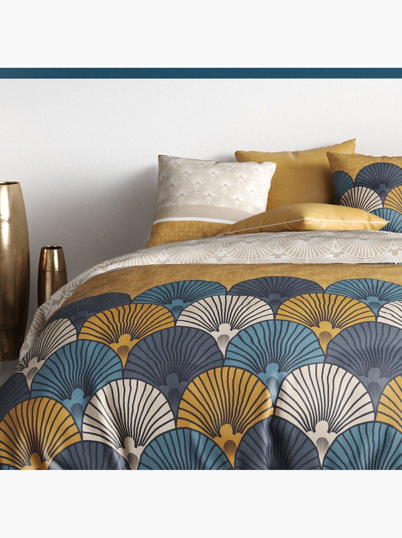 Parure housse de couette 100 % coton maka Ocre - Kiabi
