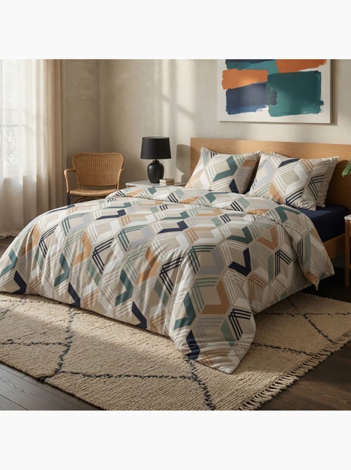 Parure housse de couette 100 % coton malte - Kiabi