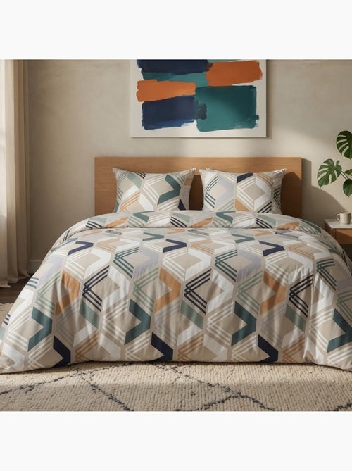 Parure housse de couette 100 % coton malte - Kiabi
