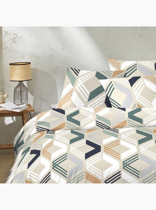 Parure housse de couette 100 % coton malte - Kiabi