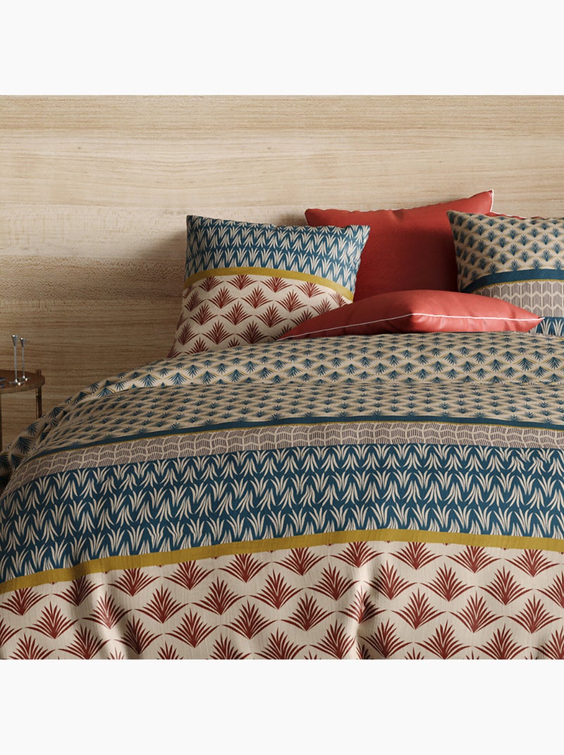 Parure housse de couette 100 % coton manille Bleu - Kiabi