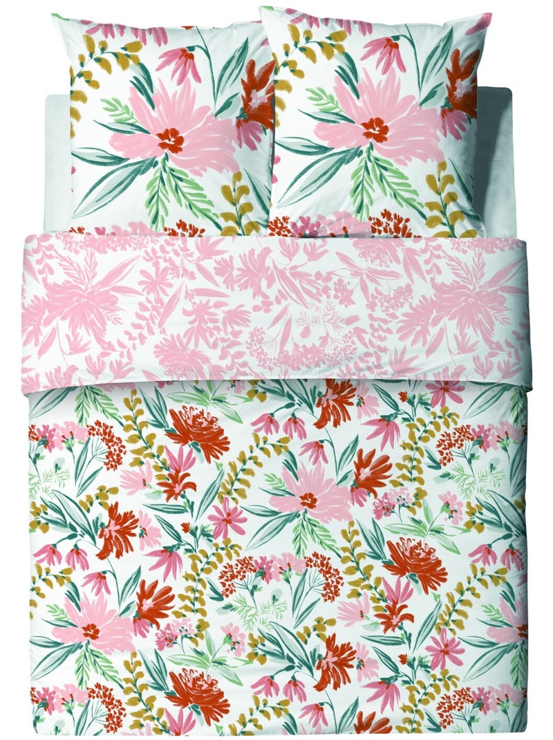 Parure housse de couette 100 % coton marna Rose - Kiabi