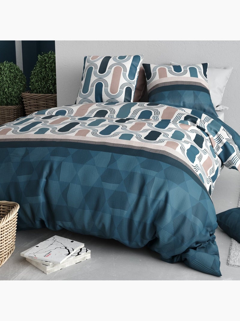 Parure housse de couette 100 % coton mistri Beige - Kiabi