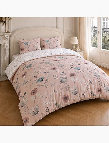 Parure housse de couette 100% coton motif floral, olia