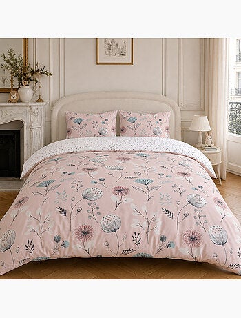 Parure housse de couette 100% coton motif floral, olia