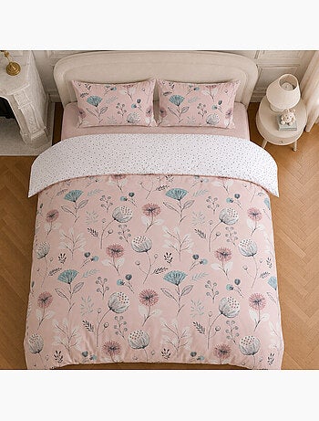Parure housse de couette 100% coton motif floral, olia