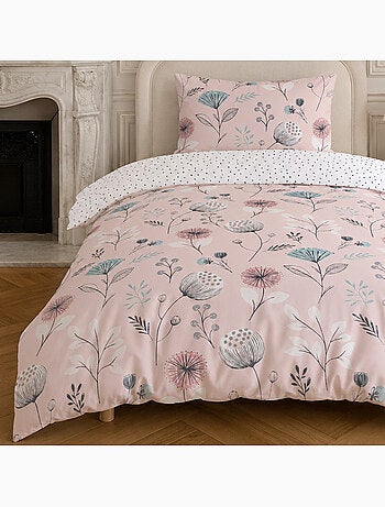Parure housse de couette 100% coton motif floral, olia