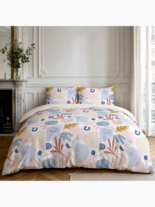 Parure housse de couette 100% coton motif floral printemps rose, anisa - Kiabi