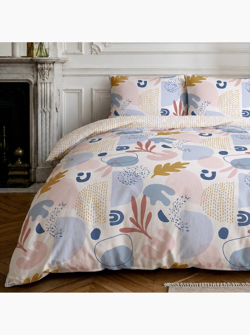 Parure housse de couette 100% coton motif floral printemps rose, anisa Multicolore - Kiabi