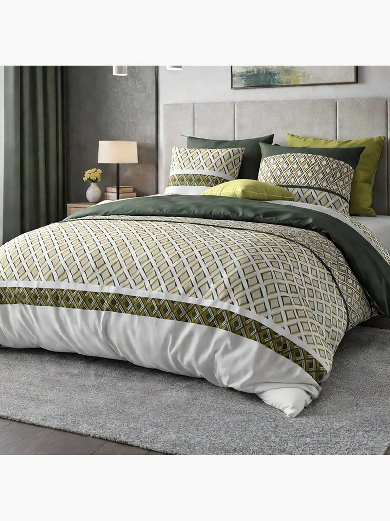 Parure housse de couette 100 % coton nayaa Vert - Kiabi