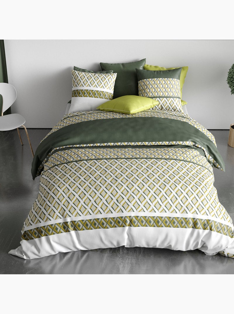 Parure housse de couette 100 % coton nayaa Vert - Kiabi