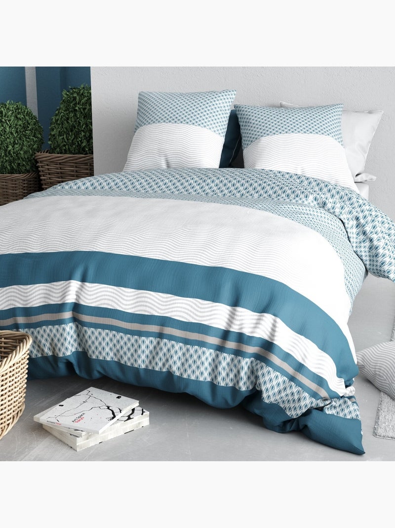 Parure housse de couette 100 % coton nocturne Multicolore - Kiabi
