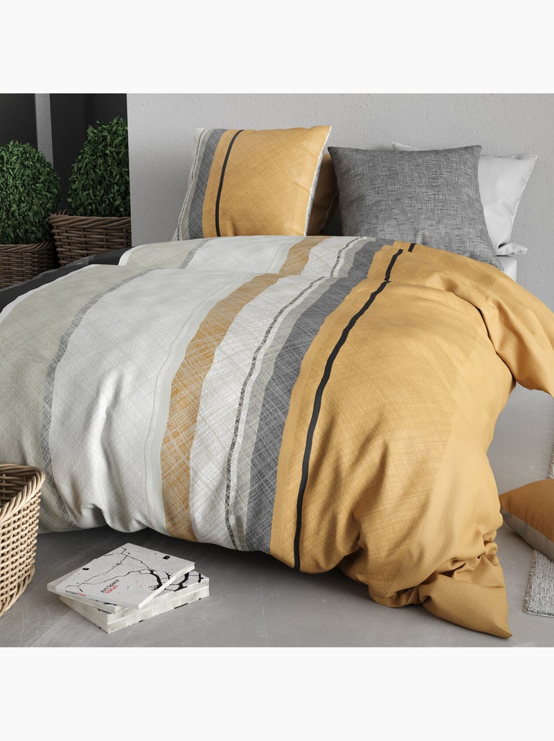 Parure housse de couette 100 % coton ogis Gris - Kiabi