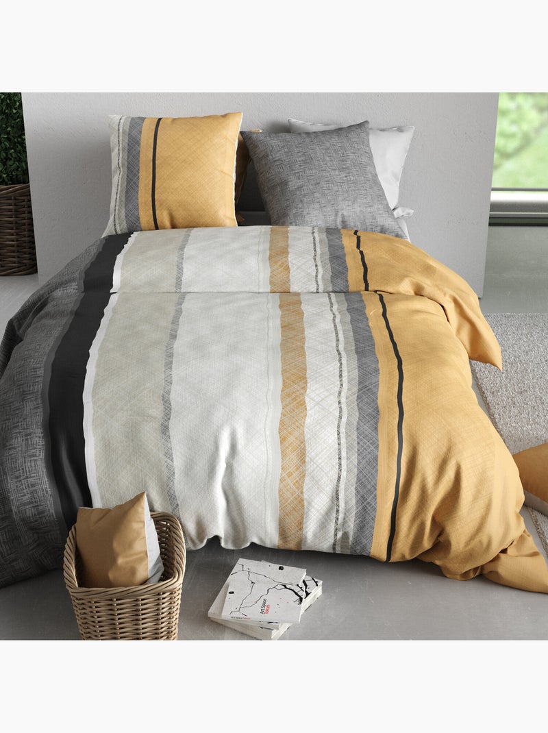 Parure housse de couette 100 % coton ogis Gris - Kiabi
