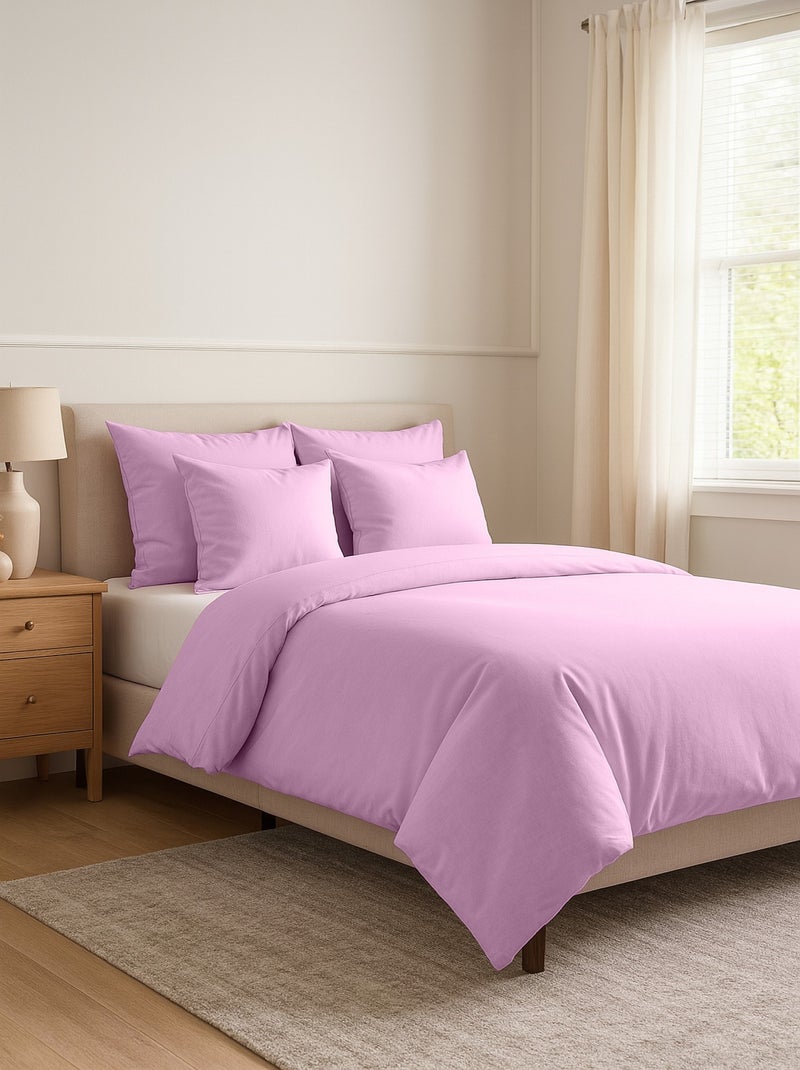 Parure housse de couette 100 % coton oli Rose - Kiabi