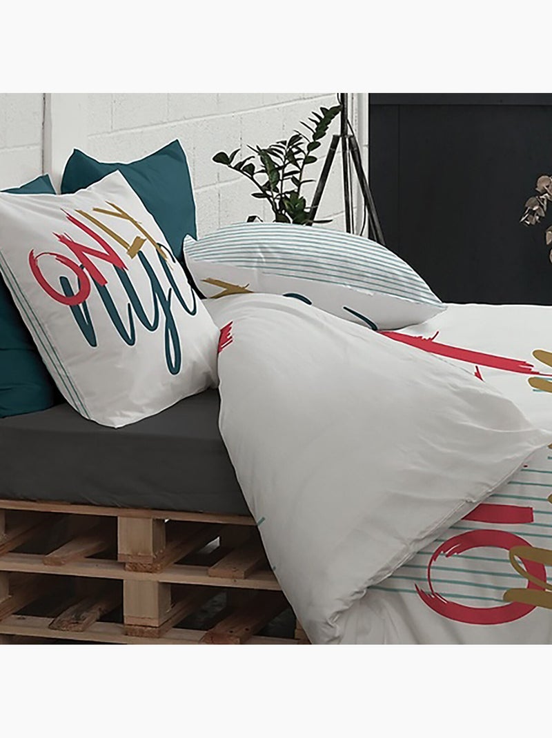 Parure housse de couette 100 % coton only Multicolore - Kiabi