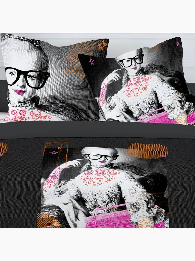 Parure housse de couette 100 % coton opera rock Noir - Kiabi