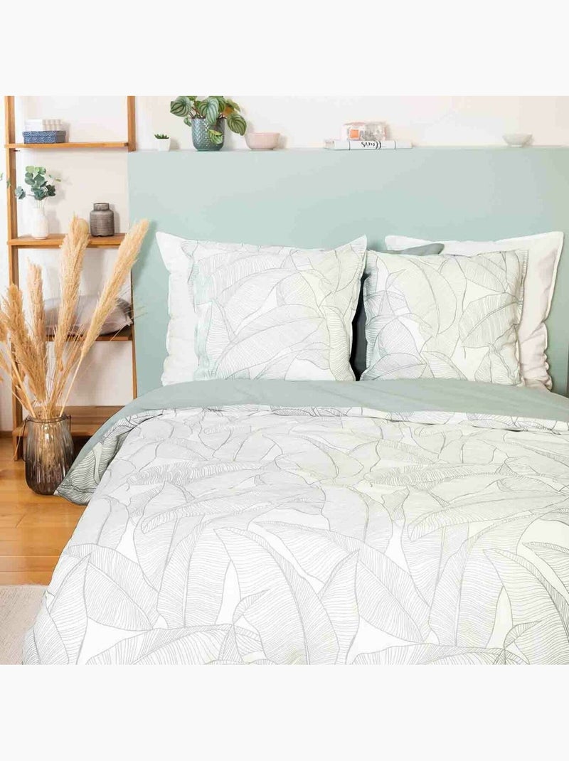 Parure housse de couette 100 % coton pampelune Bleu - Kiabi
