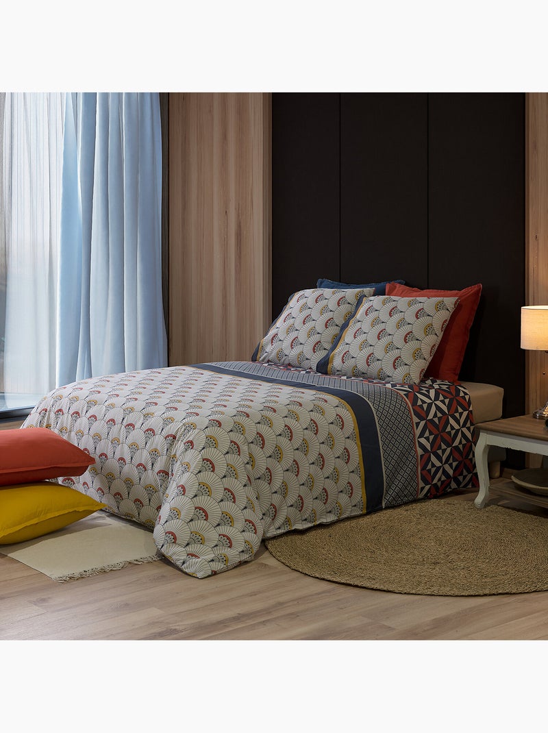 Parure housse de couette 100 % coton panka Blanc - Kiabi