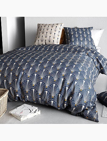 Parure housse de couette 100 % coton paon