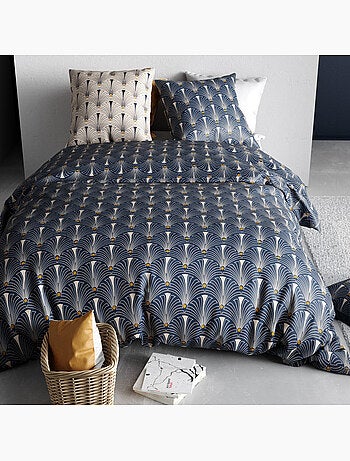 Parure housse de couette 100 % coton paon