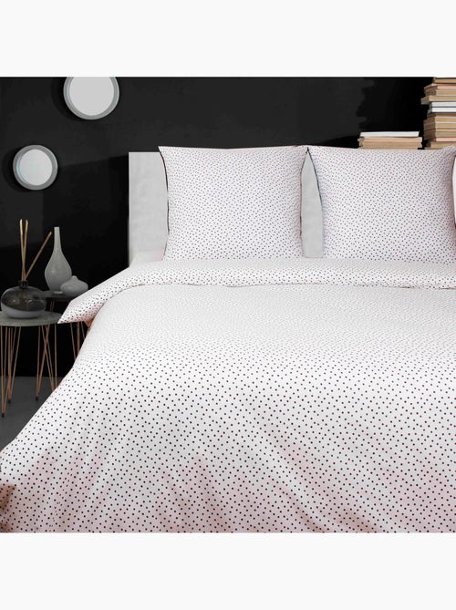 Parure housse de couette 100 % coton points - Kiabi