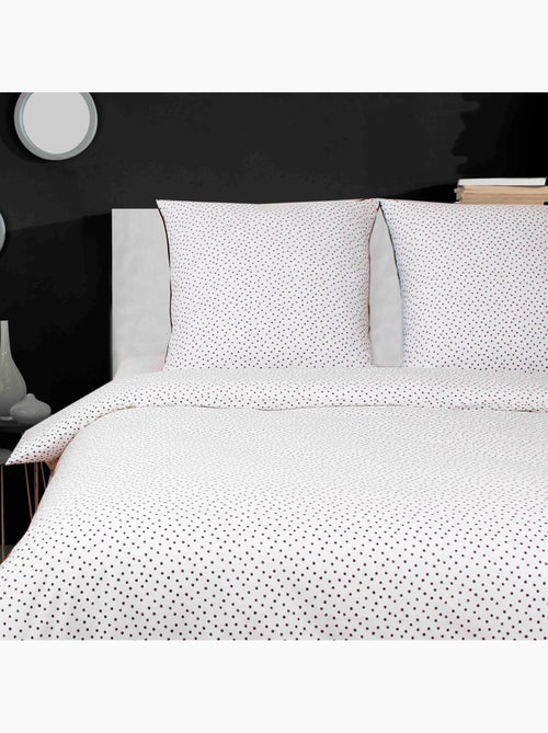 Parure housse de couette 100 % coton points - Kiabi