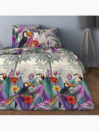 Parure housse de couette 100 % coton polyester toucan