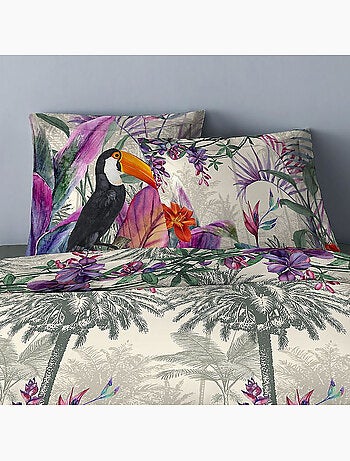 Parure housse de couette 100 % coton polyester toucan