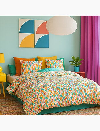 Parure housse de couette 100 % coton poppy