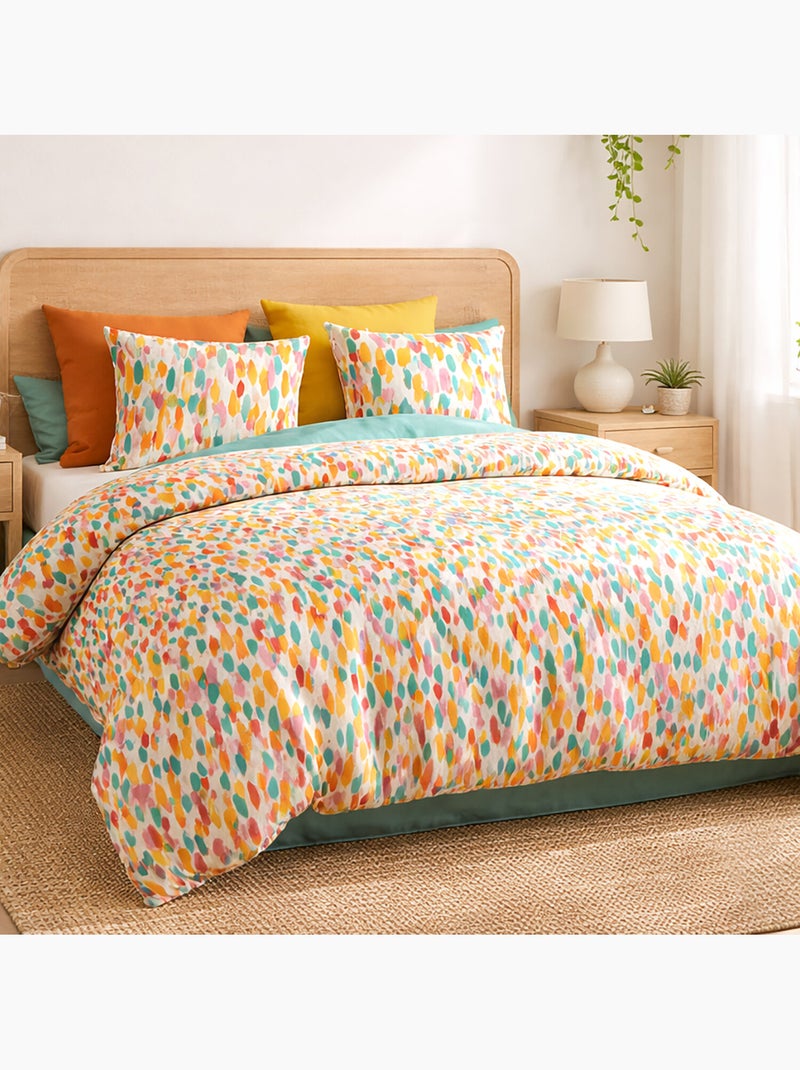 Parure housse de couette 100 % coton poppy Bleu canard - Kiabi