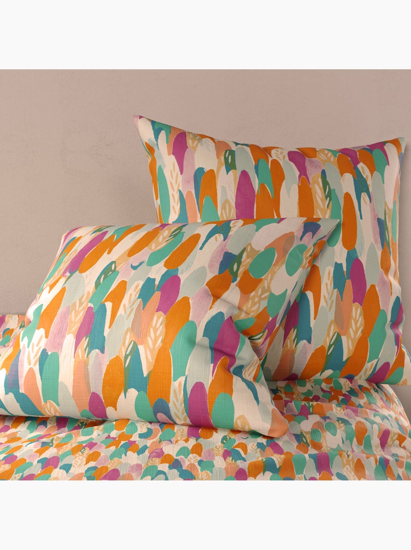 Parure housse de couette 100 % coton poppy Bleu canard - Kiabi