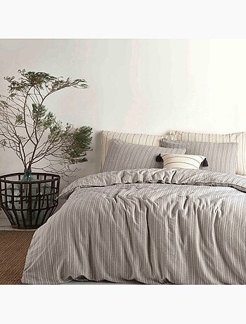 Parure housse de couette 100% coton rayures fines - Tommy