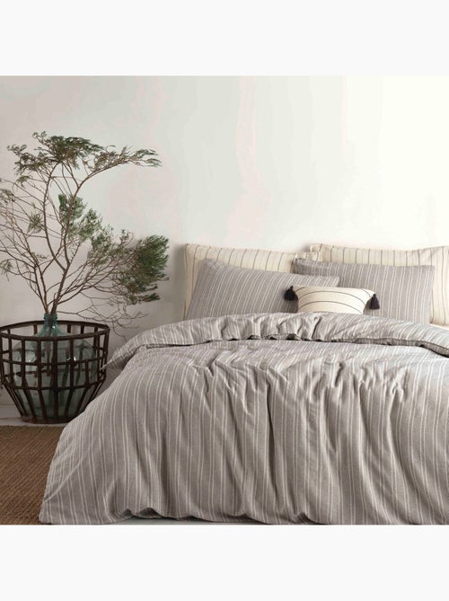 Parure housse de couette 100% coton rayures fines - Tommy - Kiabi