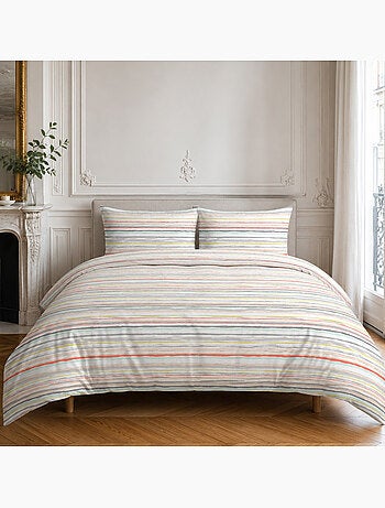 Parure housse de couette 100% coton rayures, painterly stripe