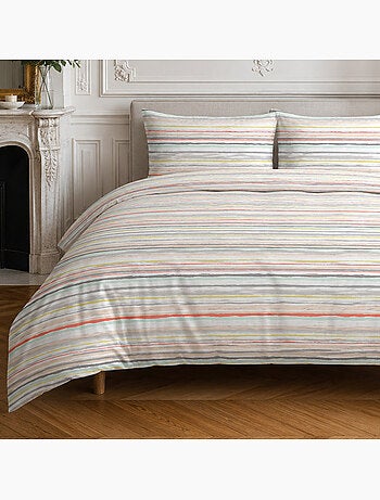 Parure housse de couette 100% coton rayures, painterly stripe