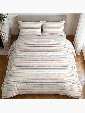 Parure housse de couette 100% coton rayures, painterly stripe