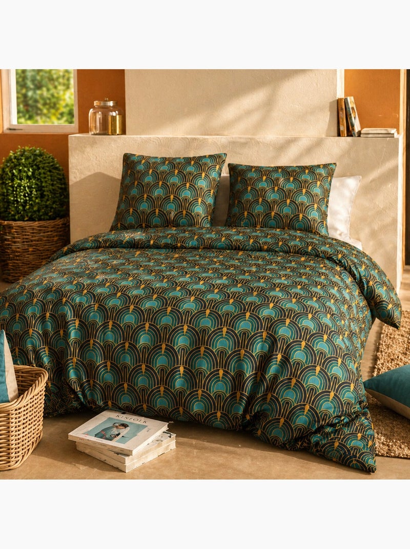 Parure housse de couette 100 % coton romana Noir - Kiabi