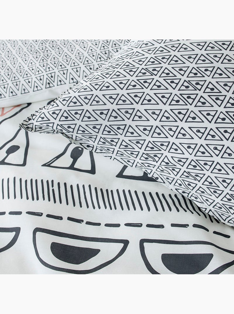 Parure housse de couette 100 % coton rosana Blanc - Kiabi