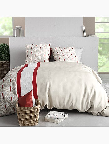 Parure housse de couette 100 % coton rubis