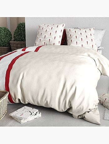 Parure housse de couette 100 % coton rubis