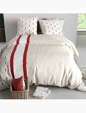 Parure housse de couette 100 % coton rubis
