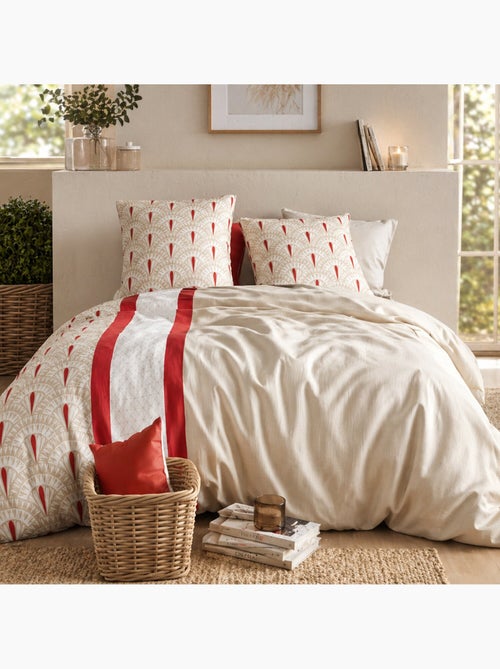 Parure housse de couette 100 % coton rubis - Kiabi