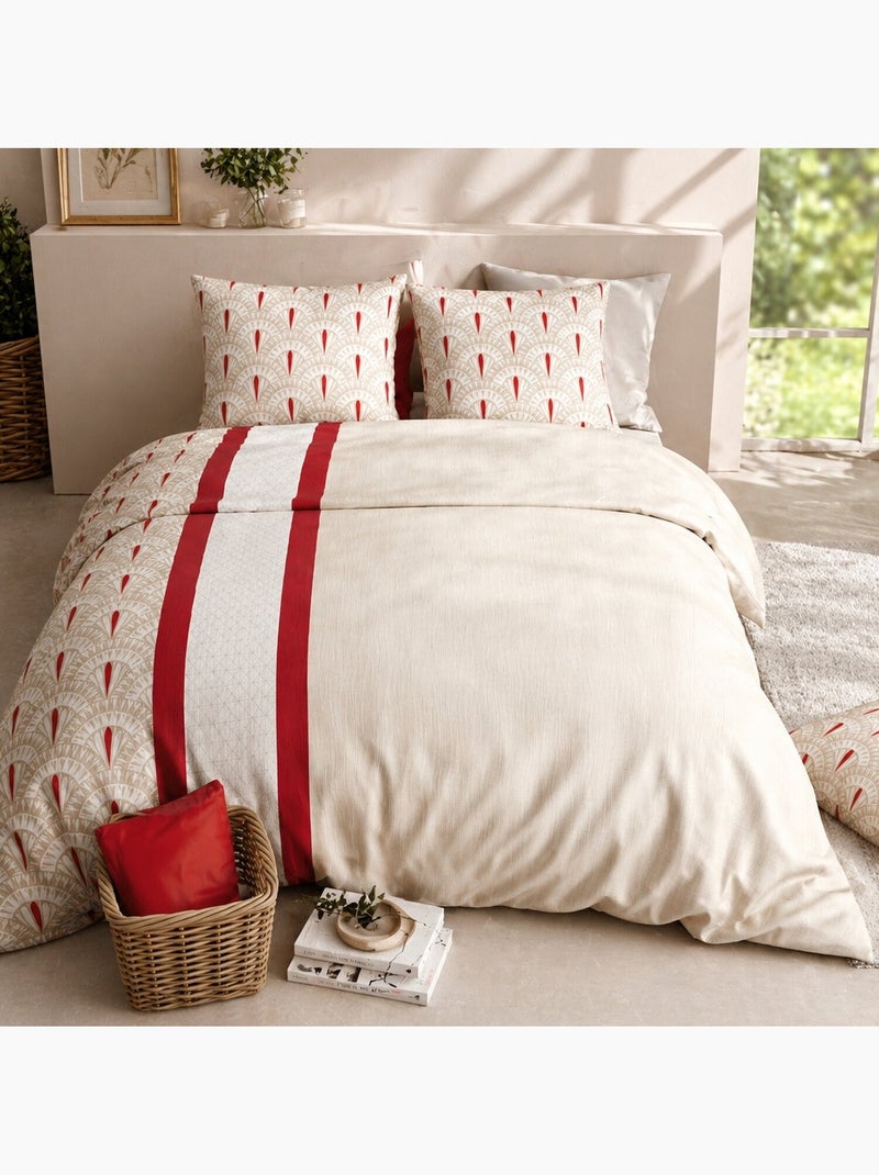 Parure housse de couette 100 % coton rubis Multicolore - Kiabi