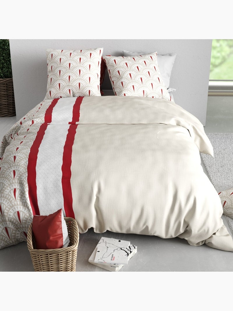 Parure housse de couette 100 % coton rubis Multicolore - Kiabi