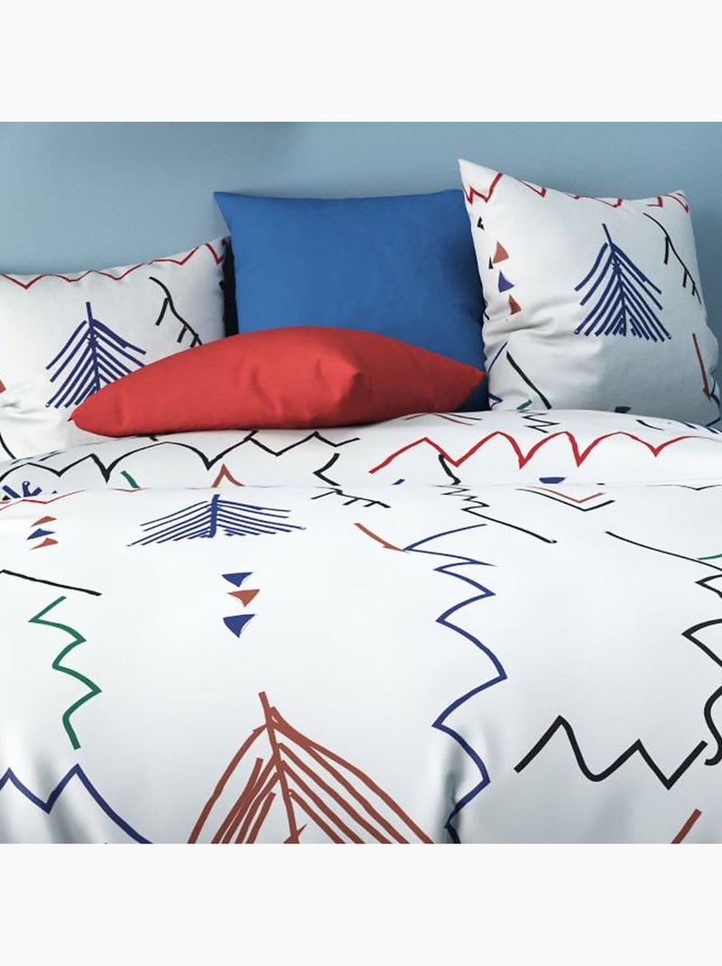 Parure housse de couette 100 % coton ryad Multicolore - Kiabi