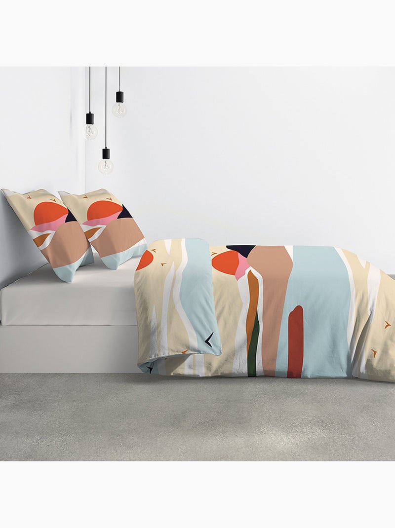 Parure housse de couette 100 % coton safa Bleu - Kiabi