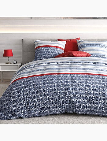 Parure housse de couette 100 % coton santorini