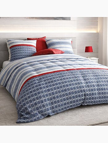 Parure housse de couette 100 % coton santorini