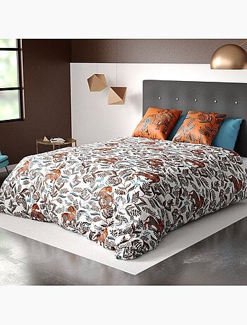Parure housse de couette 100 % coton savane